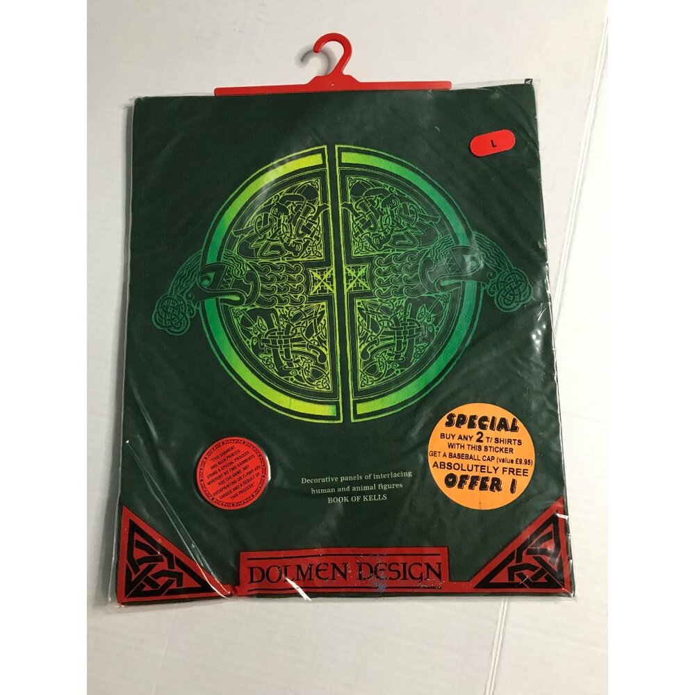 Vintage Celtic Knot T Shirt Size Large Dolmen Design Ireland Souvenir Green New